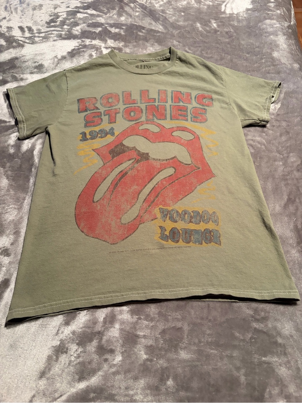 the Rolling Stones Olive Graphic Tee with Red Tongue